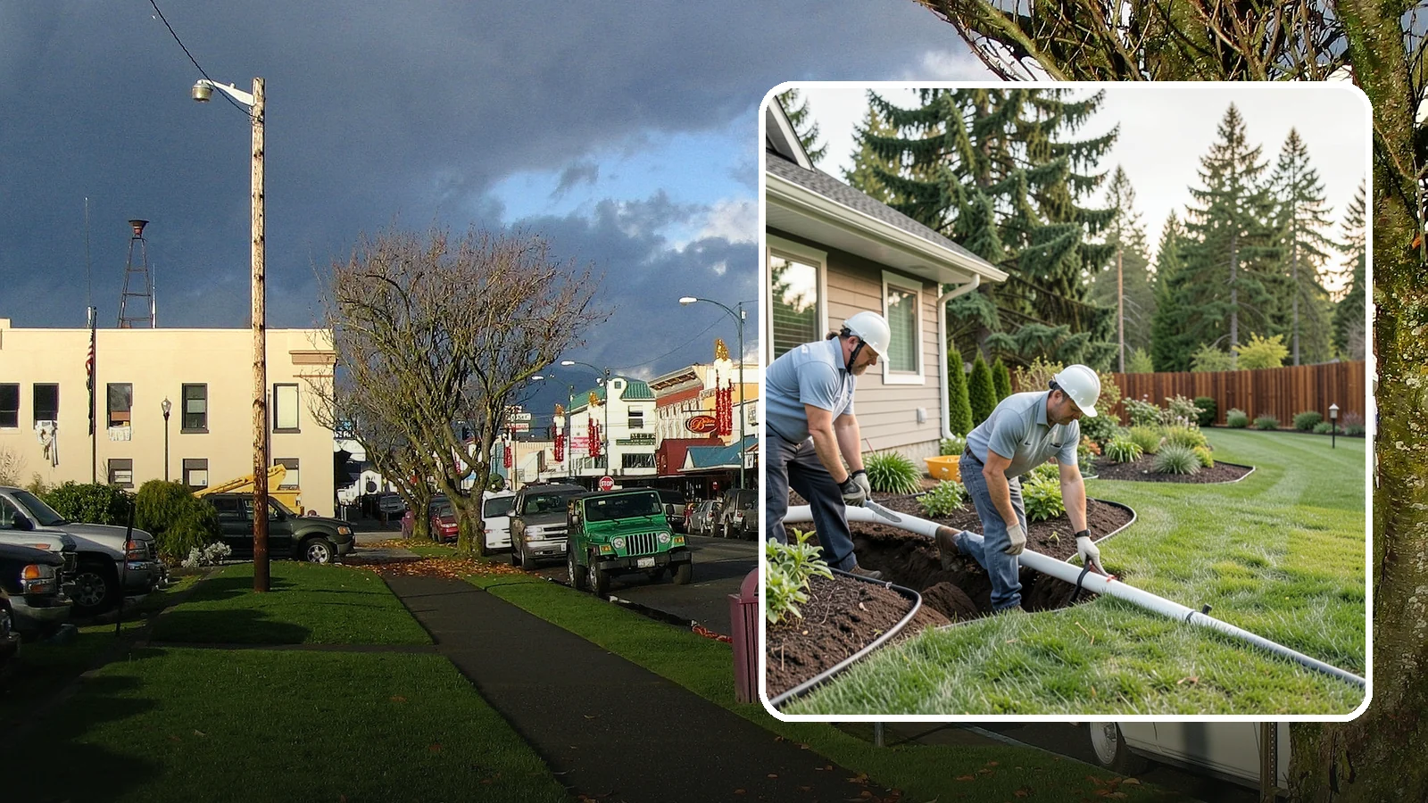 Downspout Drainage in Arlington, Snohomish County, WA - Buried downspout lines that carry roof runoff safely away from your foundation and landscape.