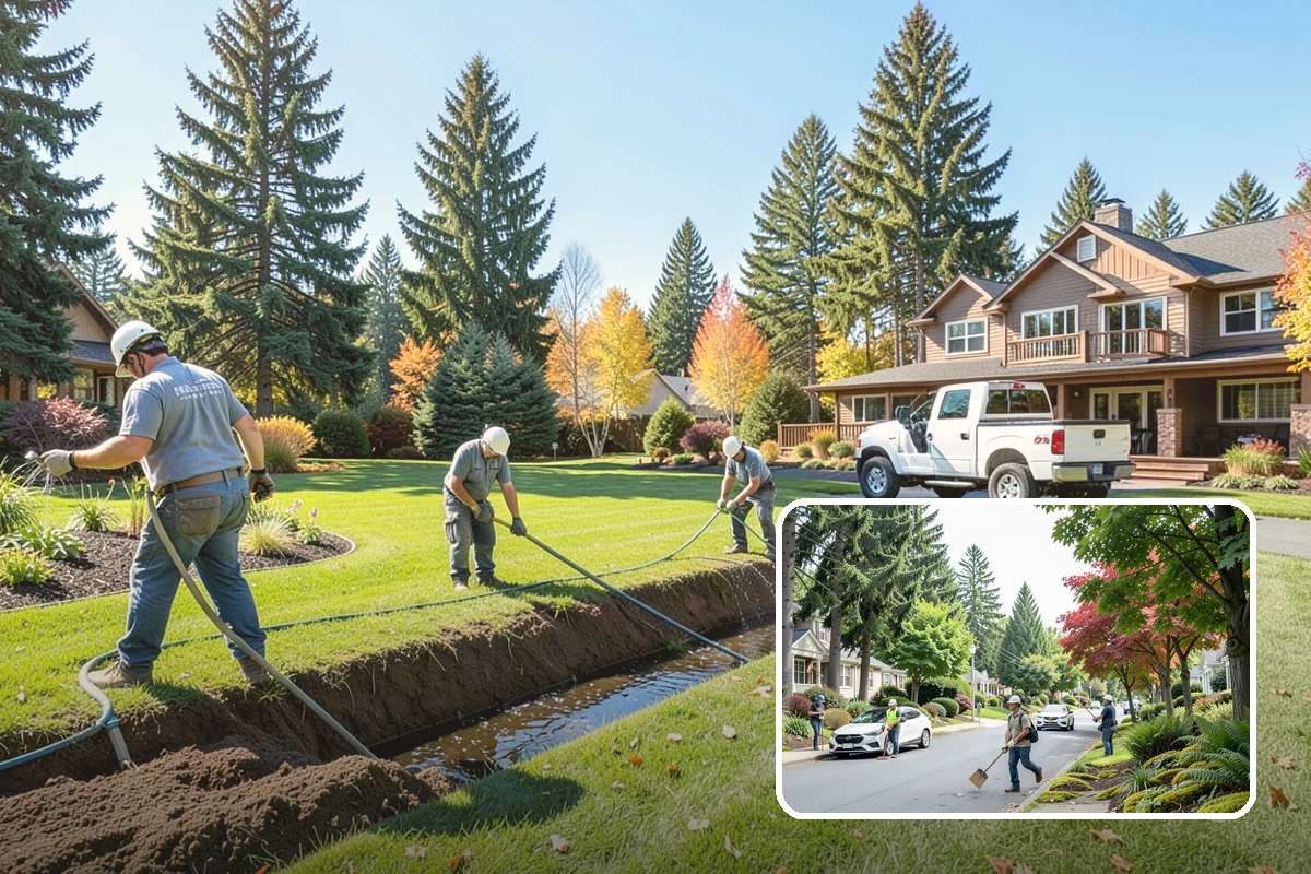 Downspout Drainage in Beaux Arts Village, King County, WA - Moves roof water away from the foundation
