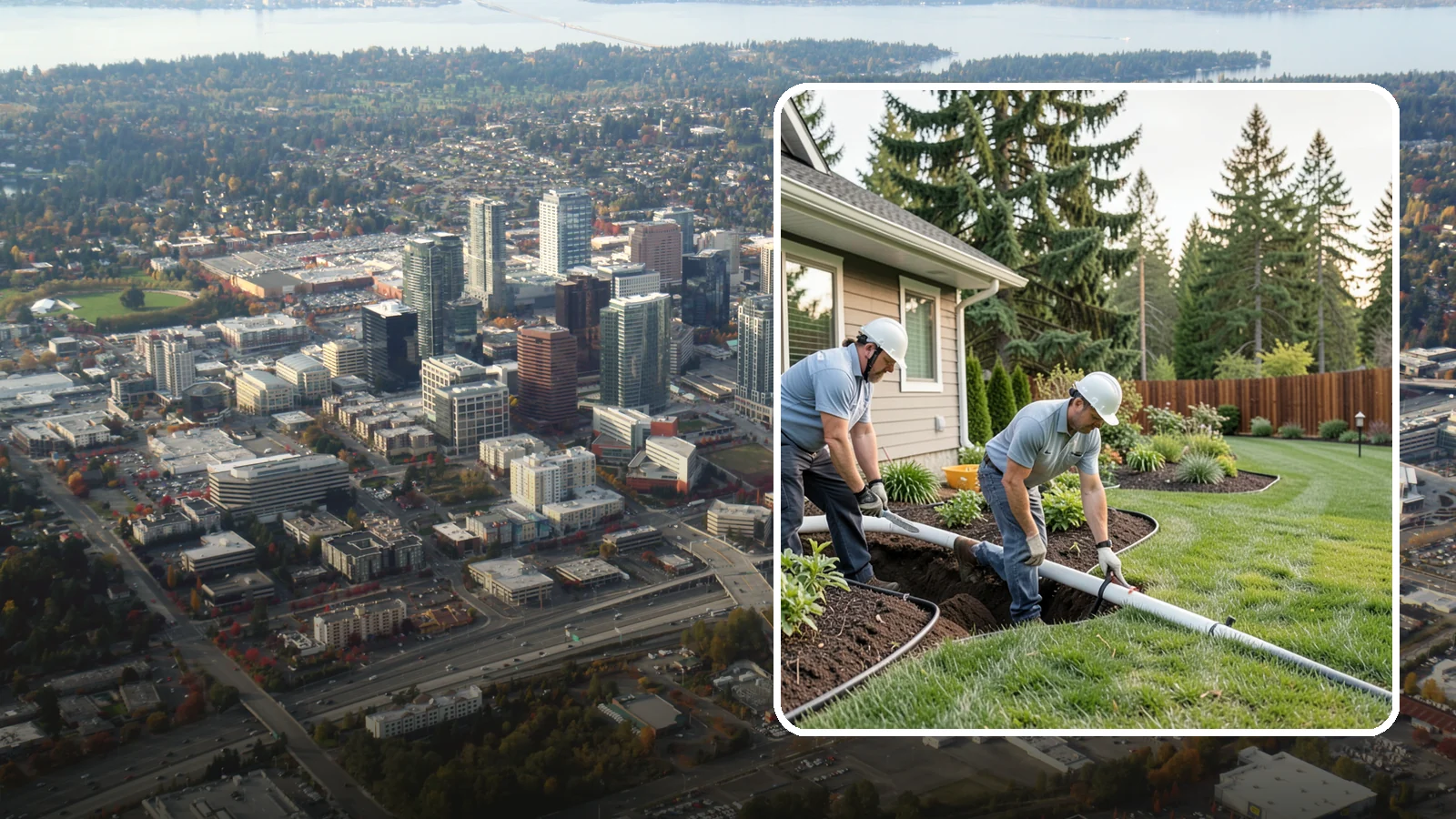 Downspout Drainage in Bellevue, King County, WA - Buried downspout lines that carry roof runoff safely away from your foundation and landscape.
