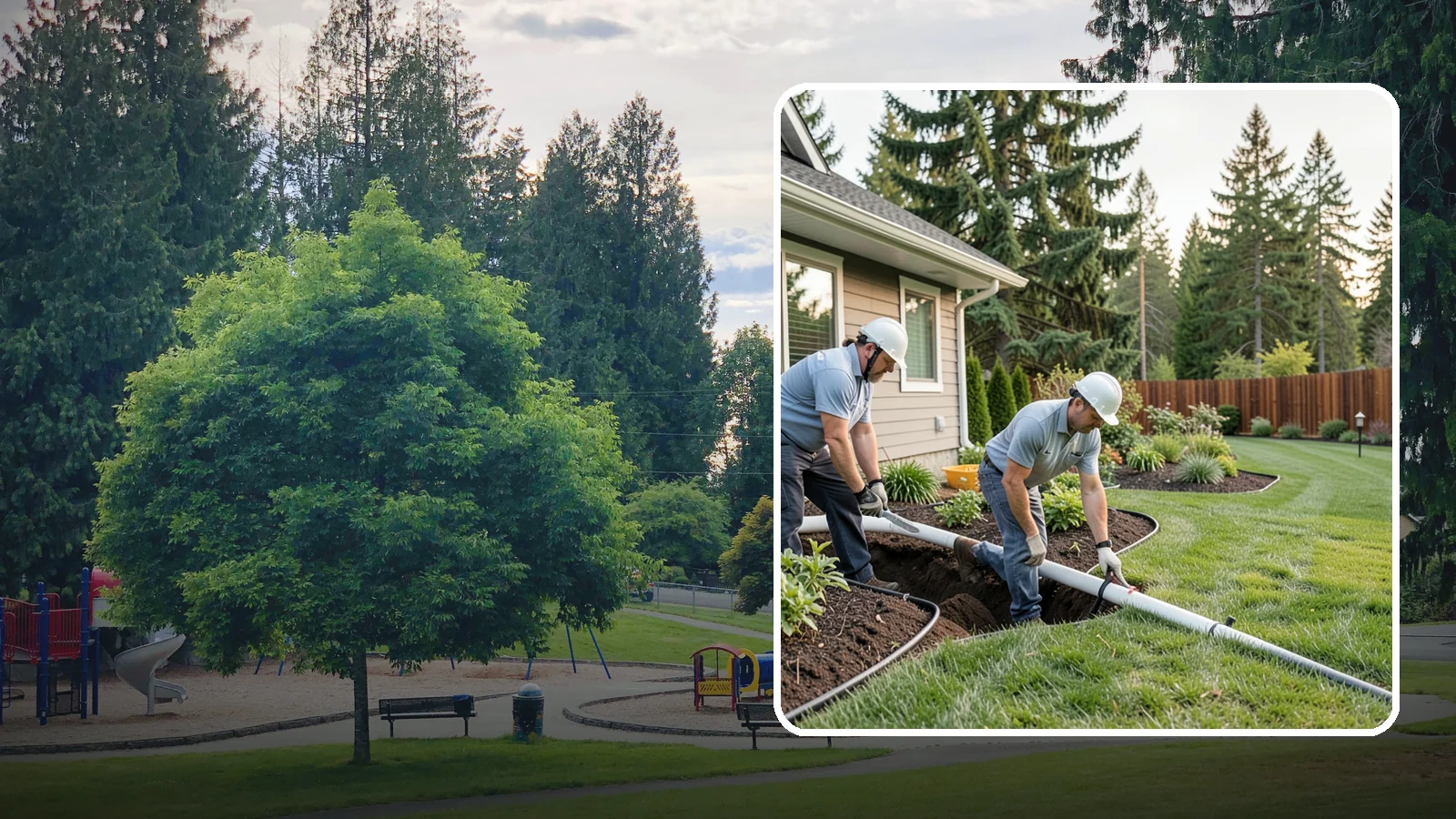 Downspout Drainage in Bonney Lake, Pierce County, WA - Buried downspout lines that carry roof runoff safely away from your foundation and landscape.