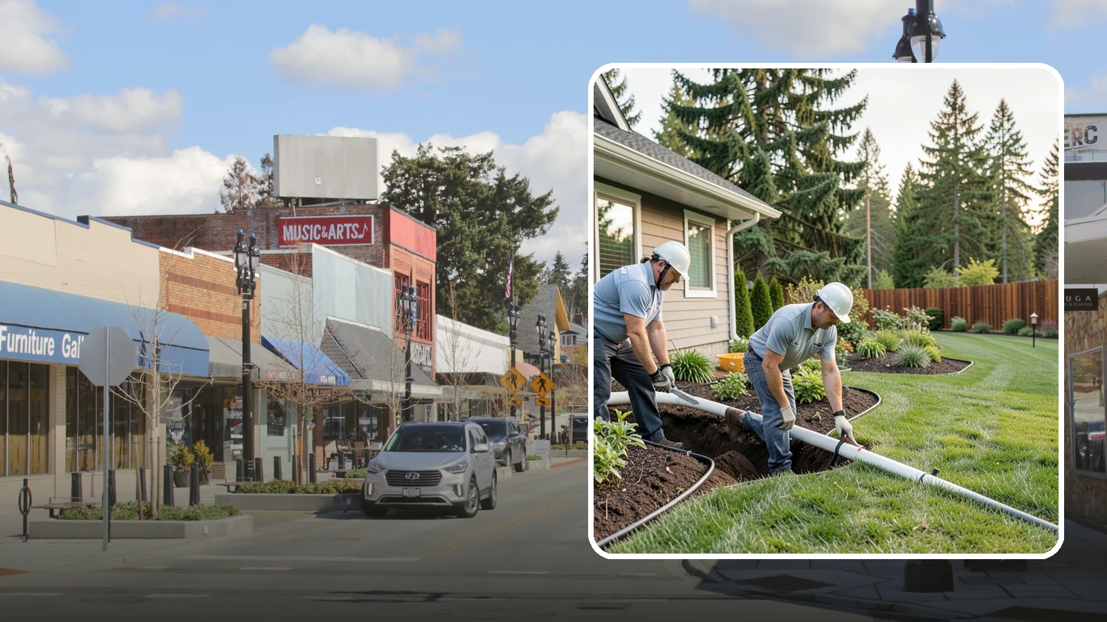 Downspout Drainage in Bothell, King County, WA - Buried downspout lines that carry roof runoff safely away from your foundation and landscape.