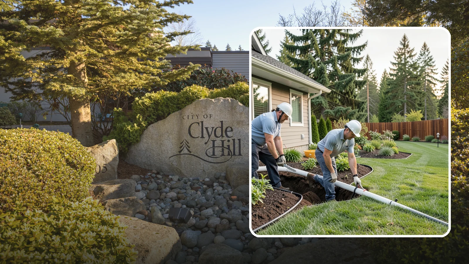 Downspout Drainage in Clyde Hill, King County, WA - Buried downspout lines that carry roof runoff safely away from your foundation and landscape.