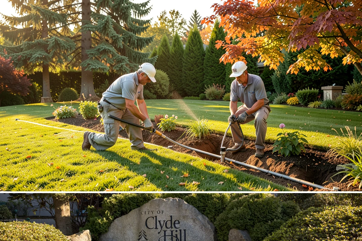 Downspout Drainage in Clyde Hill, King County, WA - Best installed in drier conditions.