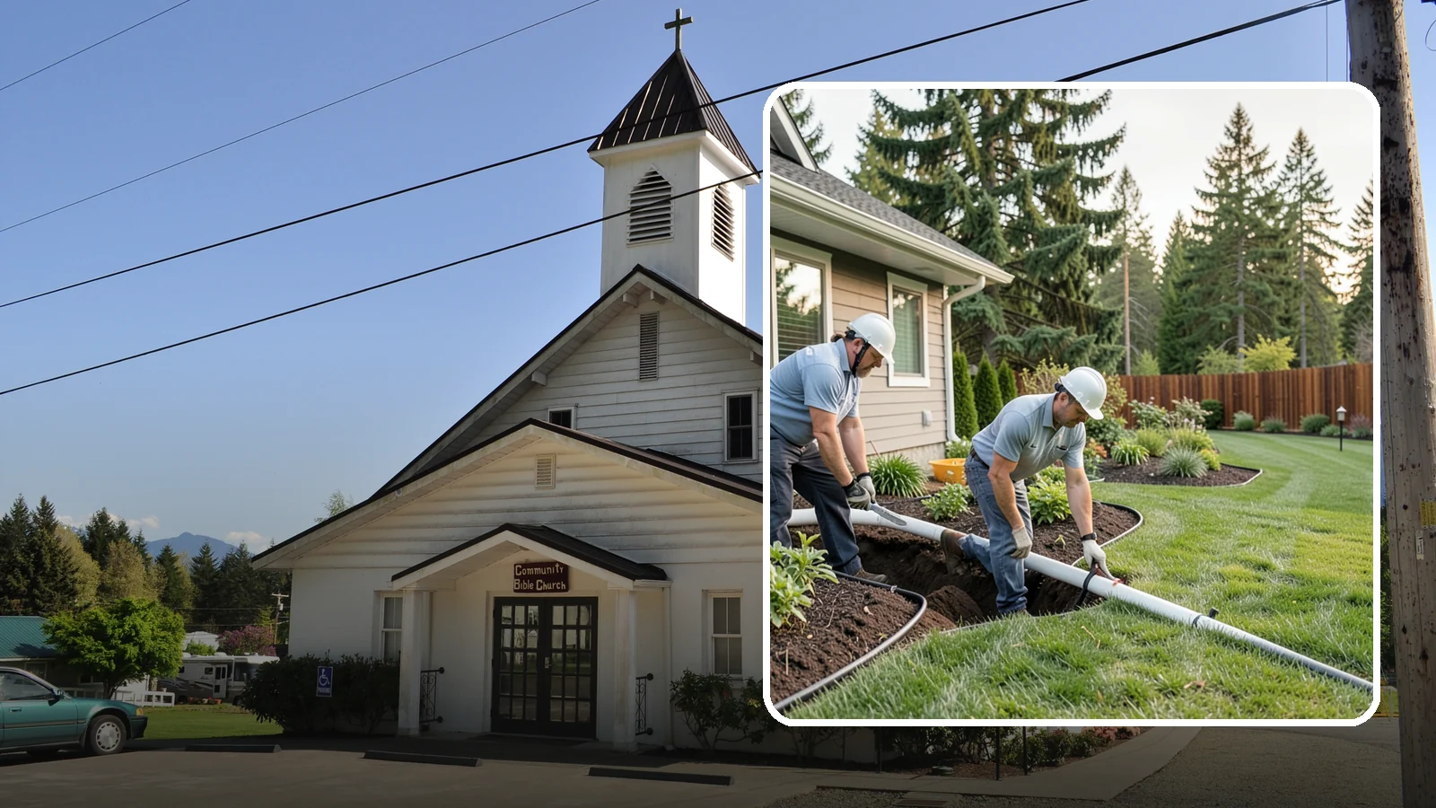 Downspout Drainage in Concrete, Skagit County, WA - Buried downspout lines that carry roof runoff safely away from your foundation and landscape.