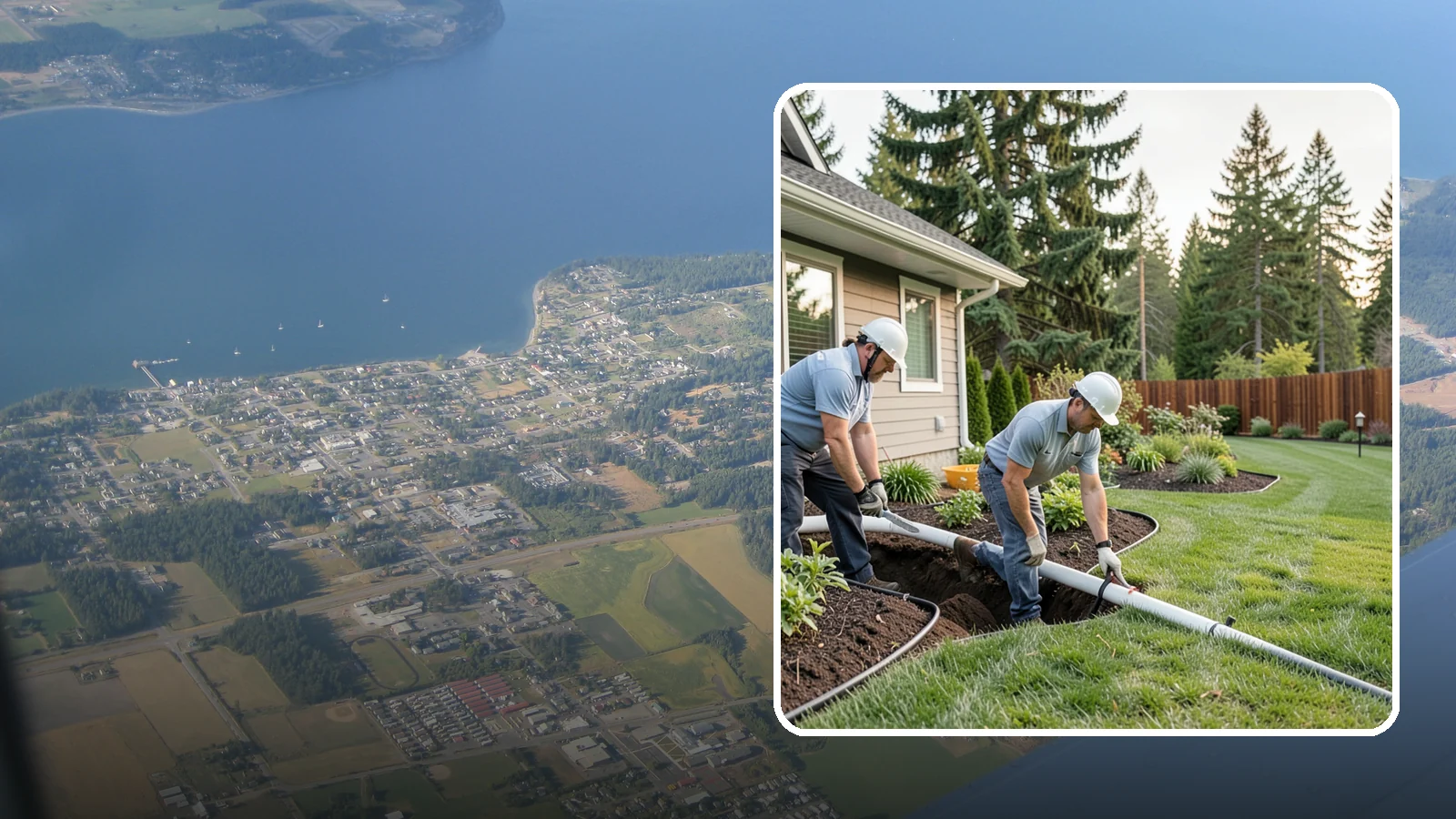 Downspout Drainage in Coupeville, Island County, WA - Buried downspout lines that carry roof runoff safely away from your foundation and landscape.