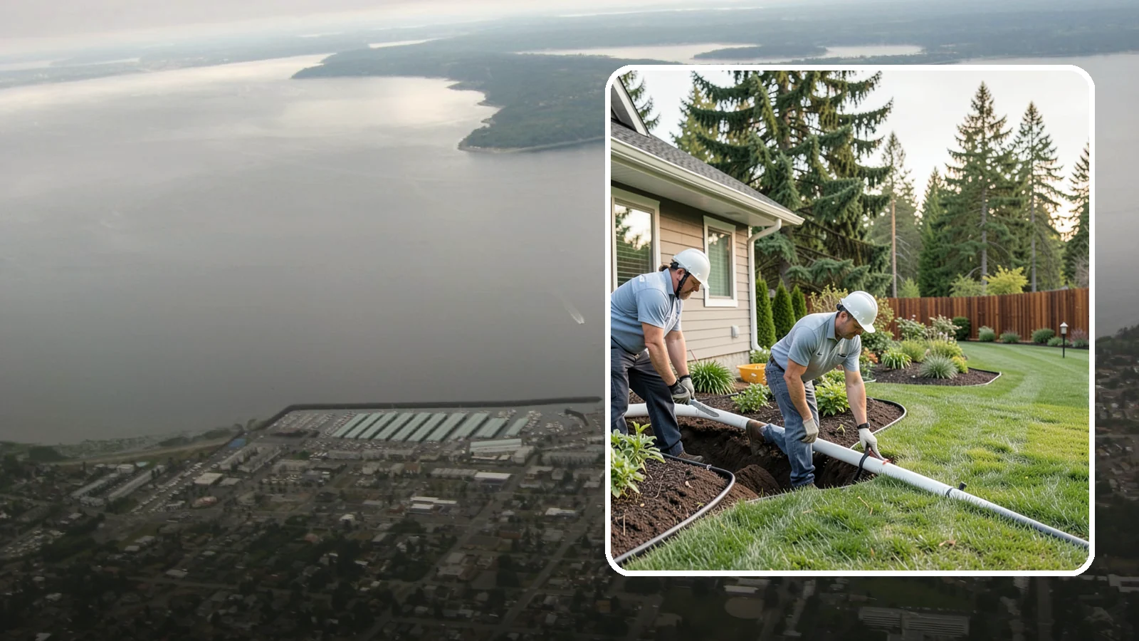 Downspout Drainage in Des Moines, King County, WA - Buried downspout lines that carry roof runoff safely away from your foundation and landscape.