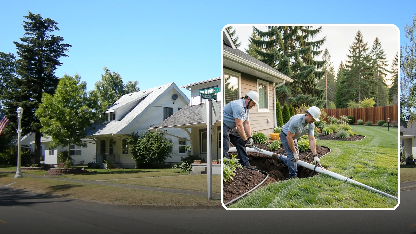 Downspout Drainage in DuPont, Pierce County, WA - Buried downspout lines that carry roof runoff safely away from your foundation and landscape.