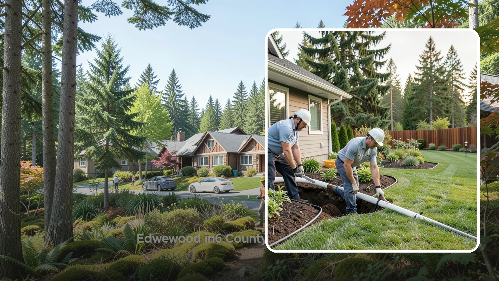 Downspout Drainage in Edgewood, Pierce County, WA - Buried downspout lines that carry roof runoff safely away from your foundation and landscape.