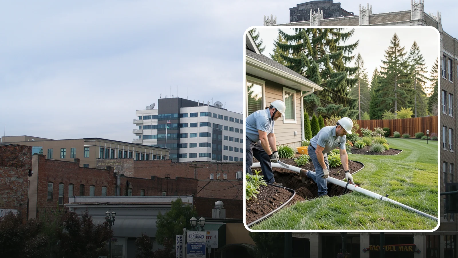 Downspout Drainage in Everett, Snohomish County, WA - Buried downspout lines that carry roof runoff safely away from your foundation and landscape.