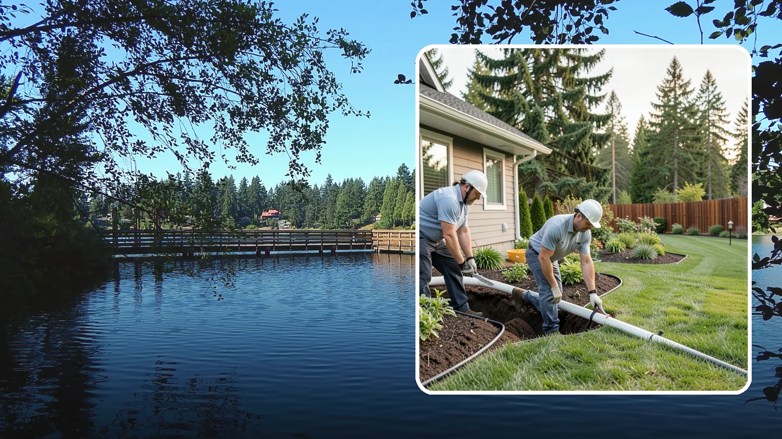 Downspout Drainage in Federal Way, King County, WA - Buried downspout lines that carry roof runoff safely away from your foundation and landscape.
