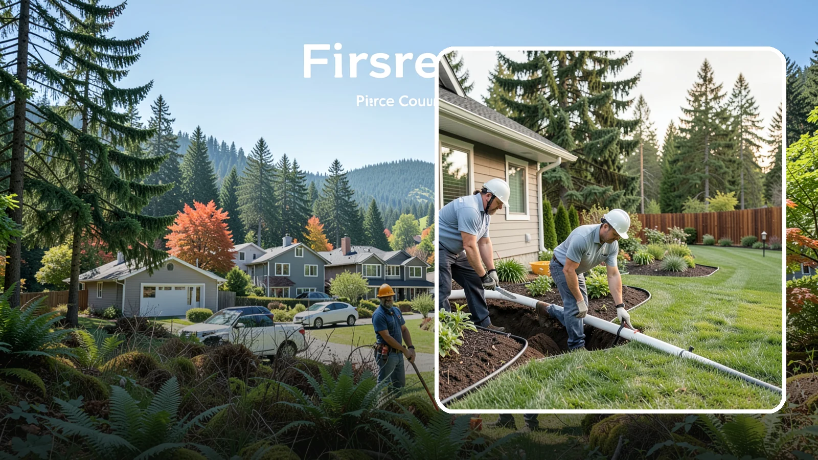 Downspout Drainage in Fircrest, Pierce County, WA - Buried downspout lines that carry roof runoff safely away from your foundation and landscape.
