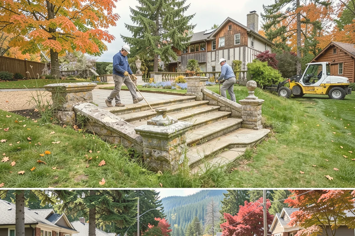 Downspout Drainage in Hunts Point, King County, WA - Best installed in drier conditions.