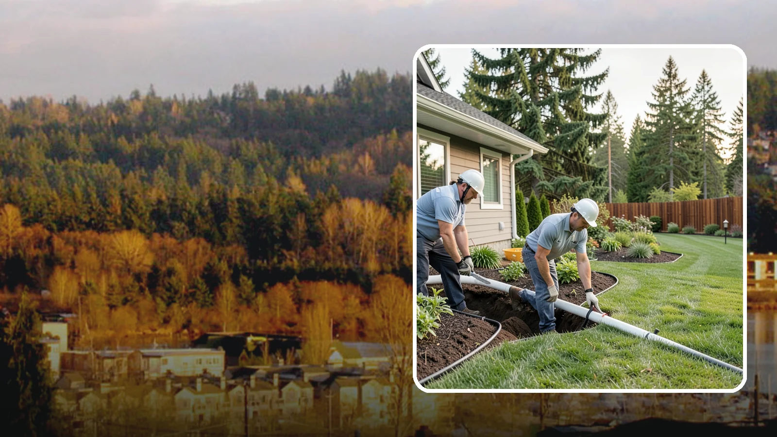 Downspout Drainage in Kenmore, King County, WA - Buried downspout lines that carry roof runoff safely away from your foundation and landscape.