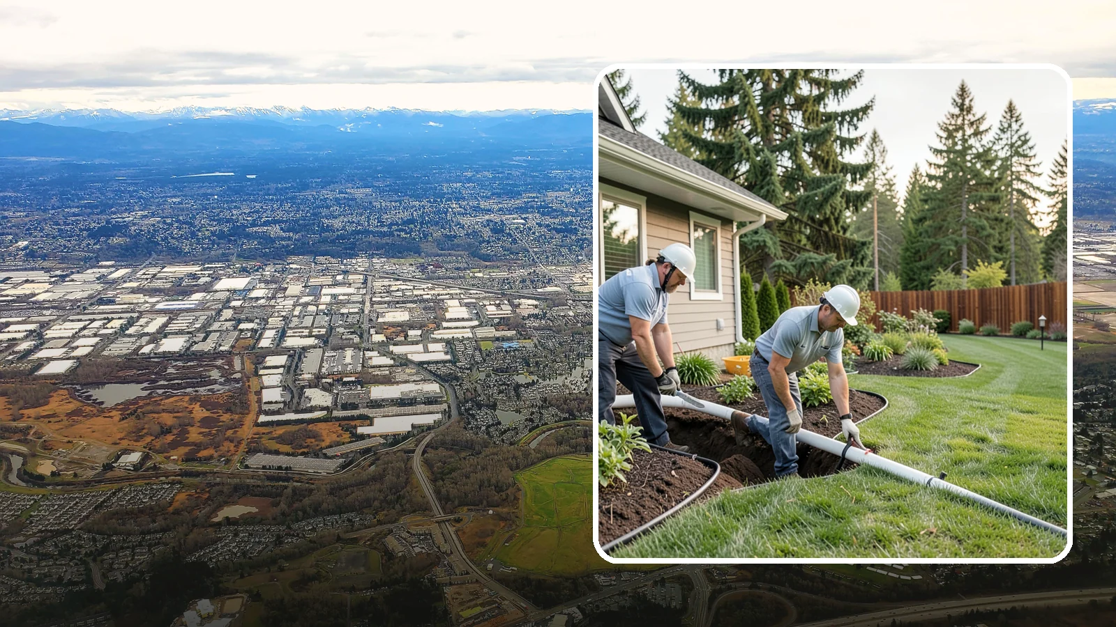 Downspout Drainage in Kent, King County, WA - Buried downspout lines that carry roof runoff safely away from your foundation and landscape.
