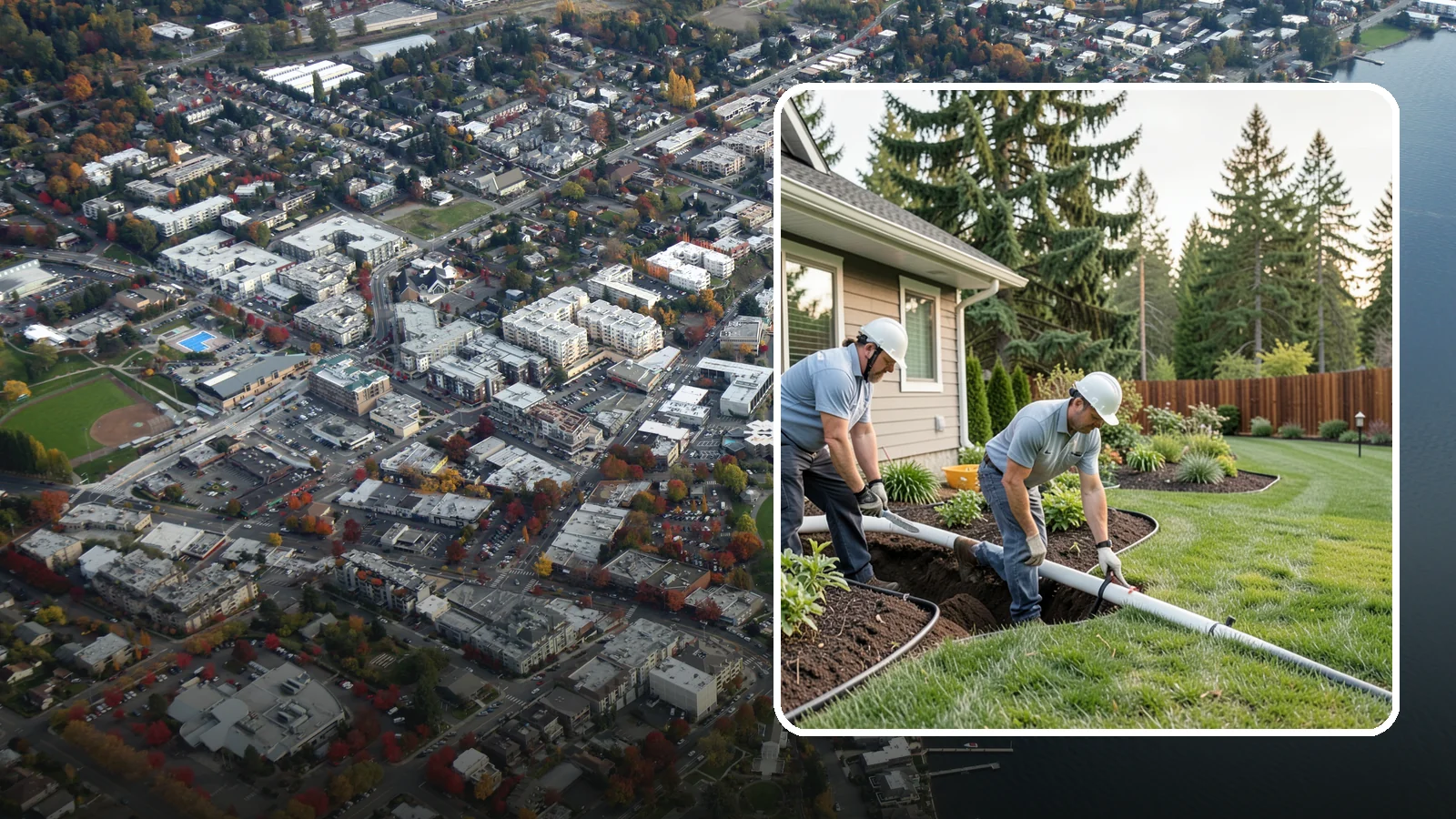 Downspout Drainage in Kirkland, King County, WA - Buried downspout lines that carry roof runoff safely away from your foundation and landscape.