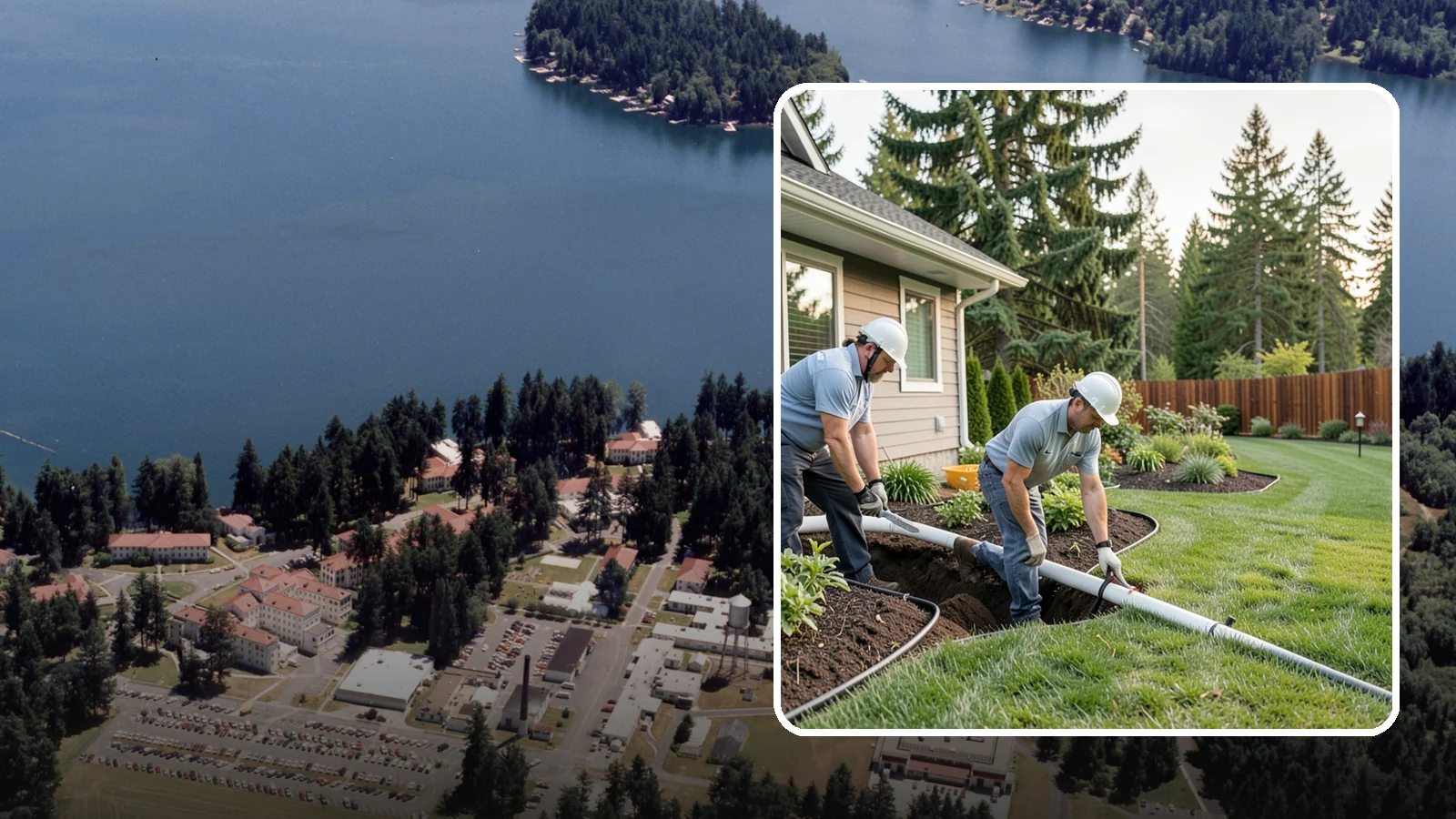 Downspout Drainage in Lakewood, Pierce County, WA - Buried downspout lines that carry roof runoff safely away from your foundation and landscape.