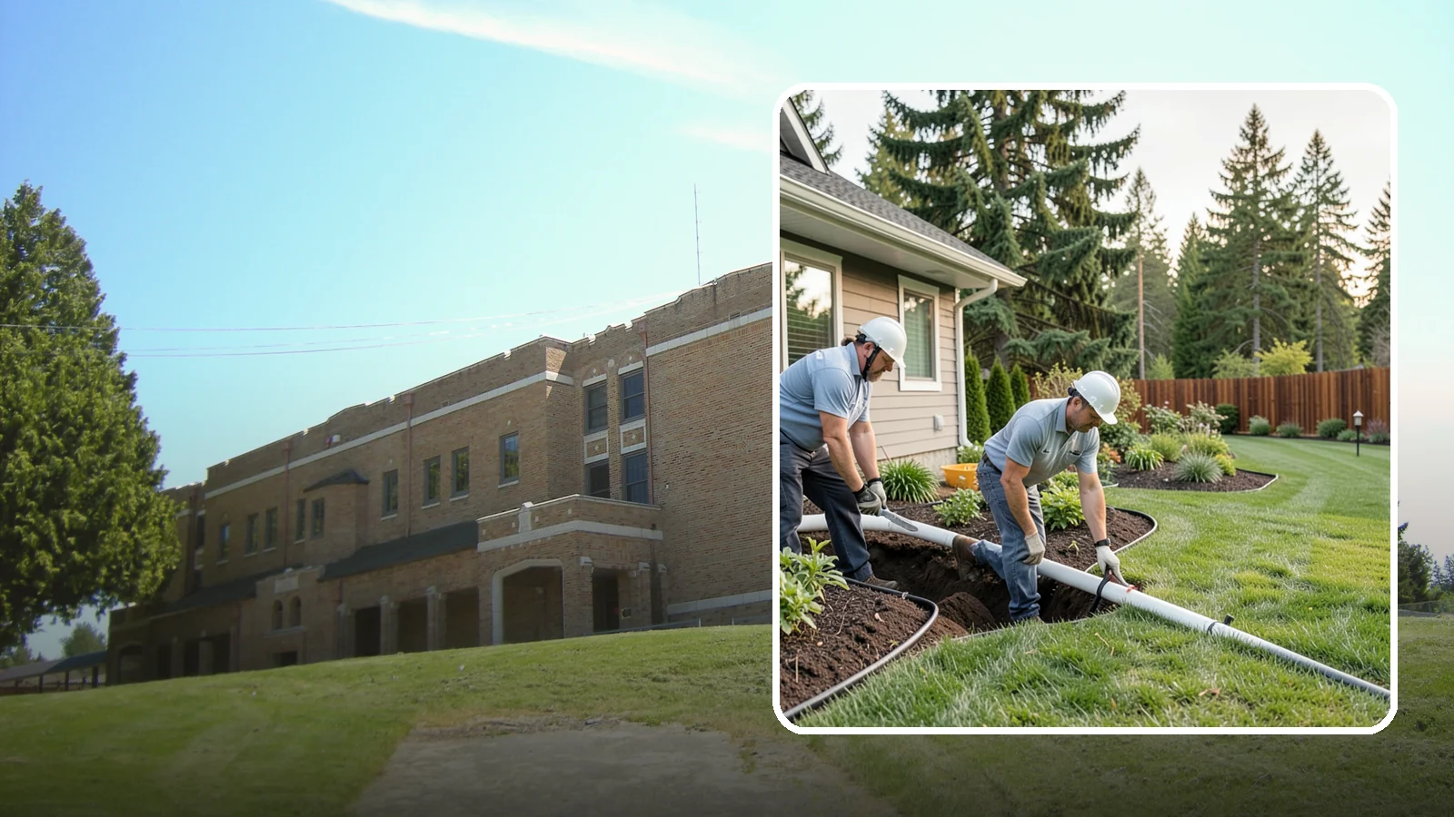 Downspout Drainage in Maple Valley, King County, WA - Buried downspout lines that carry roof runoff safely away from your foundation and landscape.