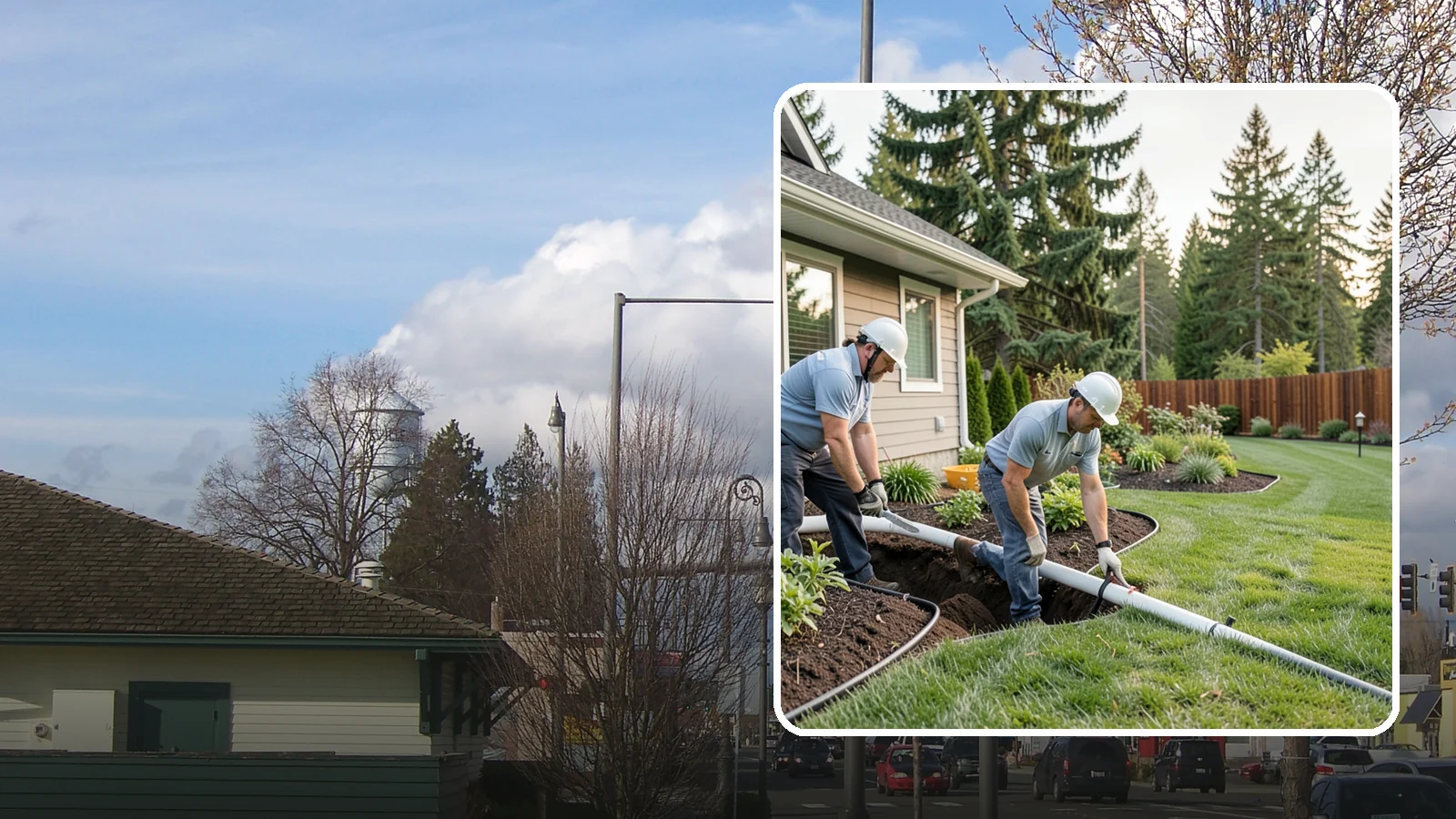 Downspout Drainage in Marysville, Snohomish County, WA - Buried downspout lines that carry roof runoff safely away from your foundation and landscape.