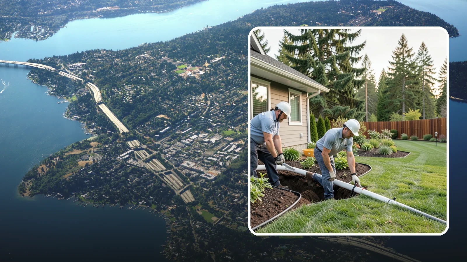 Downspout Drainage in Mercer Island, King County, WA - Buried downspout lines that carry roof runoff safely away from your foundation and landscape.