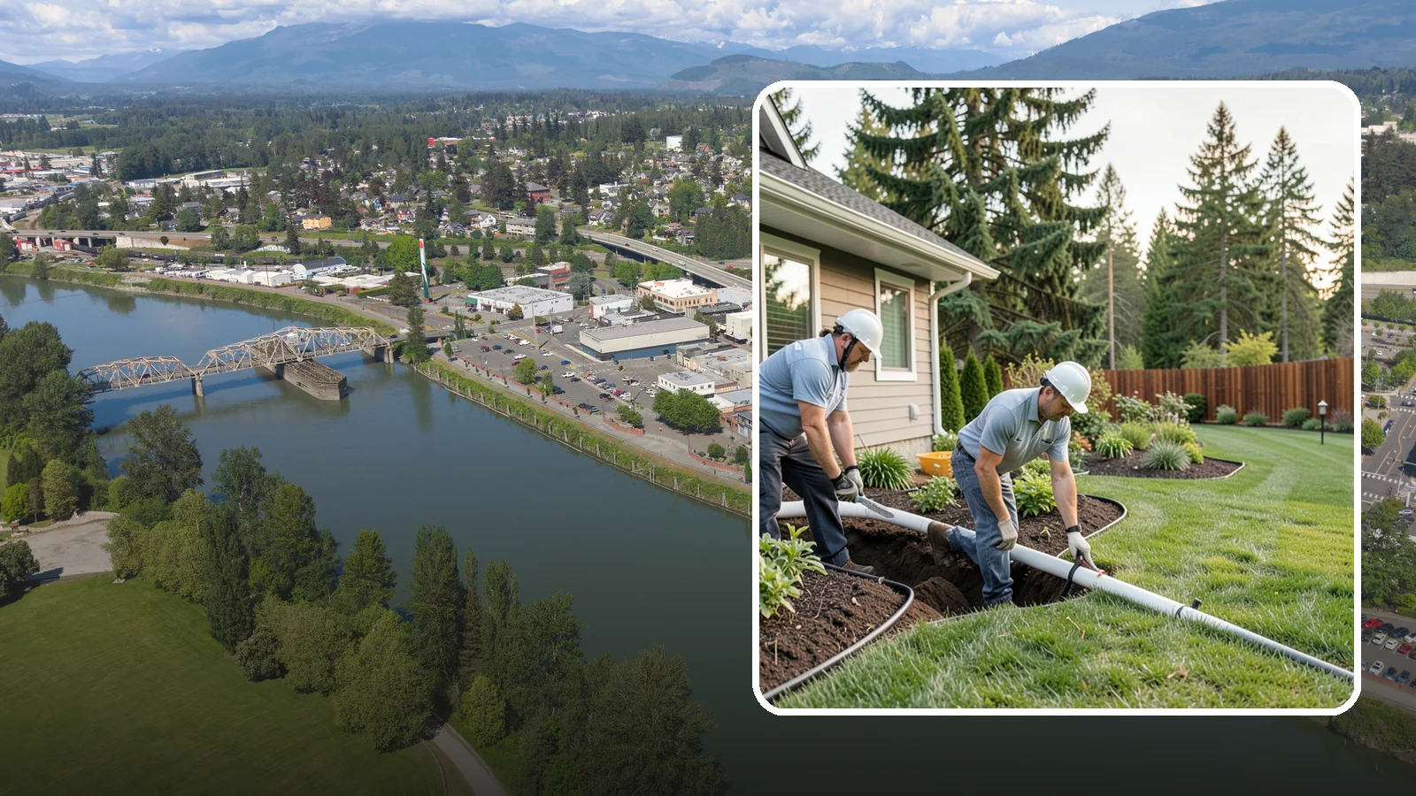 Downspout Drainage in Mount Vernon, Skagit County, WA - Buried downspout lines that carry roof runoff safely away from your foundation and landscape.