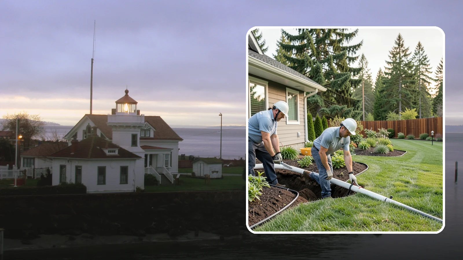 Downspout Drainage in Mukilteo, Snohomish County, WA - Buried downspout lines that carry roof runoff safely away from your foundation and landscape.