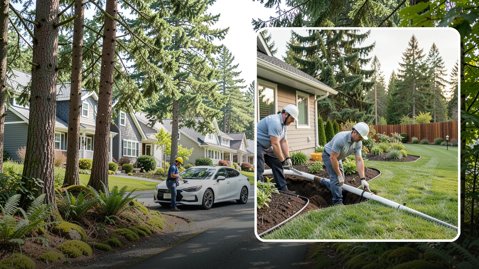 Downspout Drainage in Normandy Park, King County, WA - Buried downspout lines that carry roof runoff safely away from your foundation and landscape.