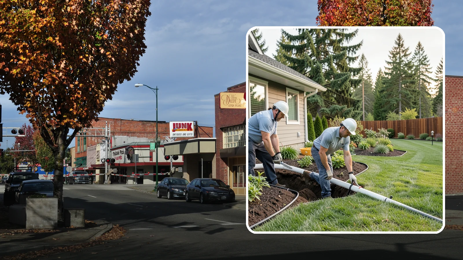 Downspout Drainage in Puyallup, Pierce County, WA - Buried downspout lines that carry roof runoff safely away from your foundation and landscape.