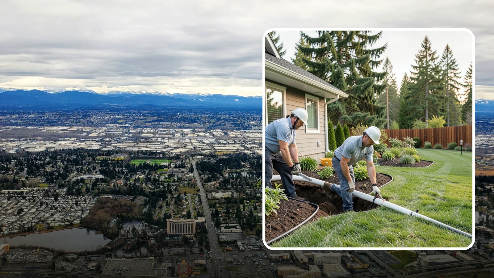 Downspout Drainage in SeaTac, King County, WA - Buried downspout lines that carry roof runoff safely away from your foundation and landscape.