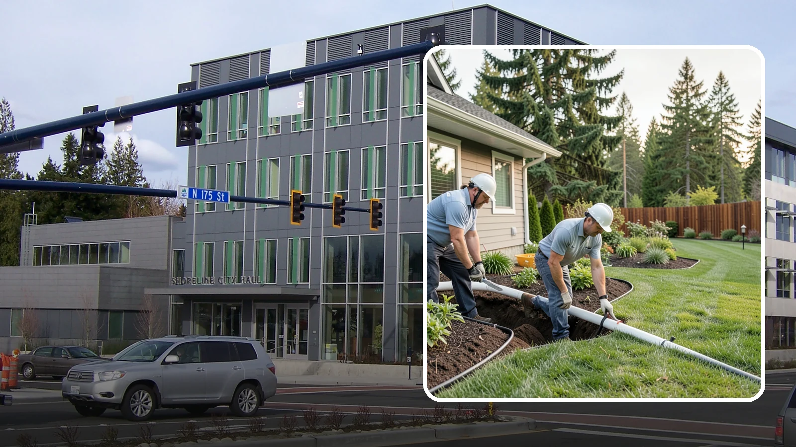 Downspout Drainage in Shoreline, King County, WA - Buried downspout lines that carry roof runoff safely away from your foundation and landscape.