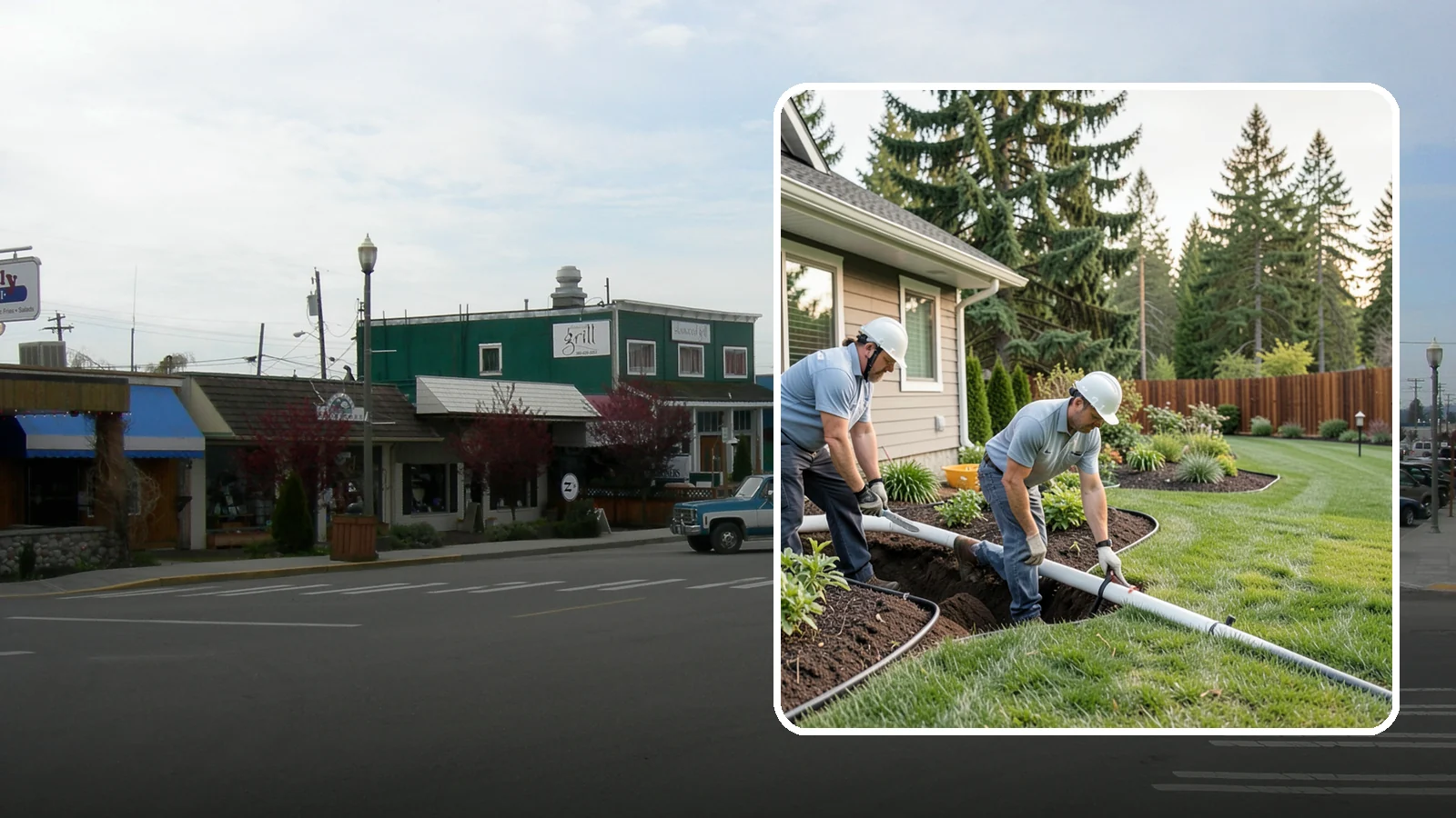 Downspout Drainage in Stanwood, Snohomish County, WA - Buried downspout lines that carry roof runoff safely away from your foundation and landscape.