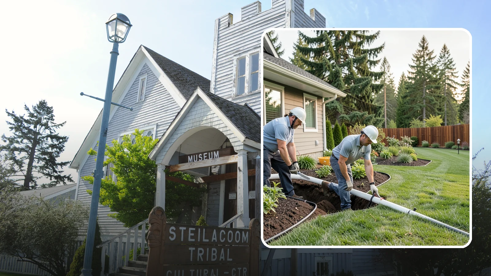 Downspout Drainage in Steilacoom, Pierce County, WA - Buried downspout lines that carry roof runoff safely away from your foundation and landscape.