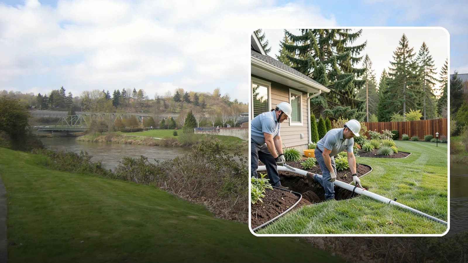Downspout Drainage in Tukwila, King County, WA - Buried downspout lines that carry roof runoff safely away from your foundation and landscape.