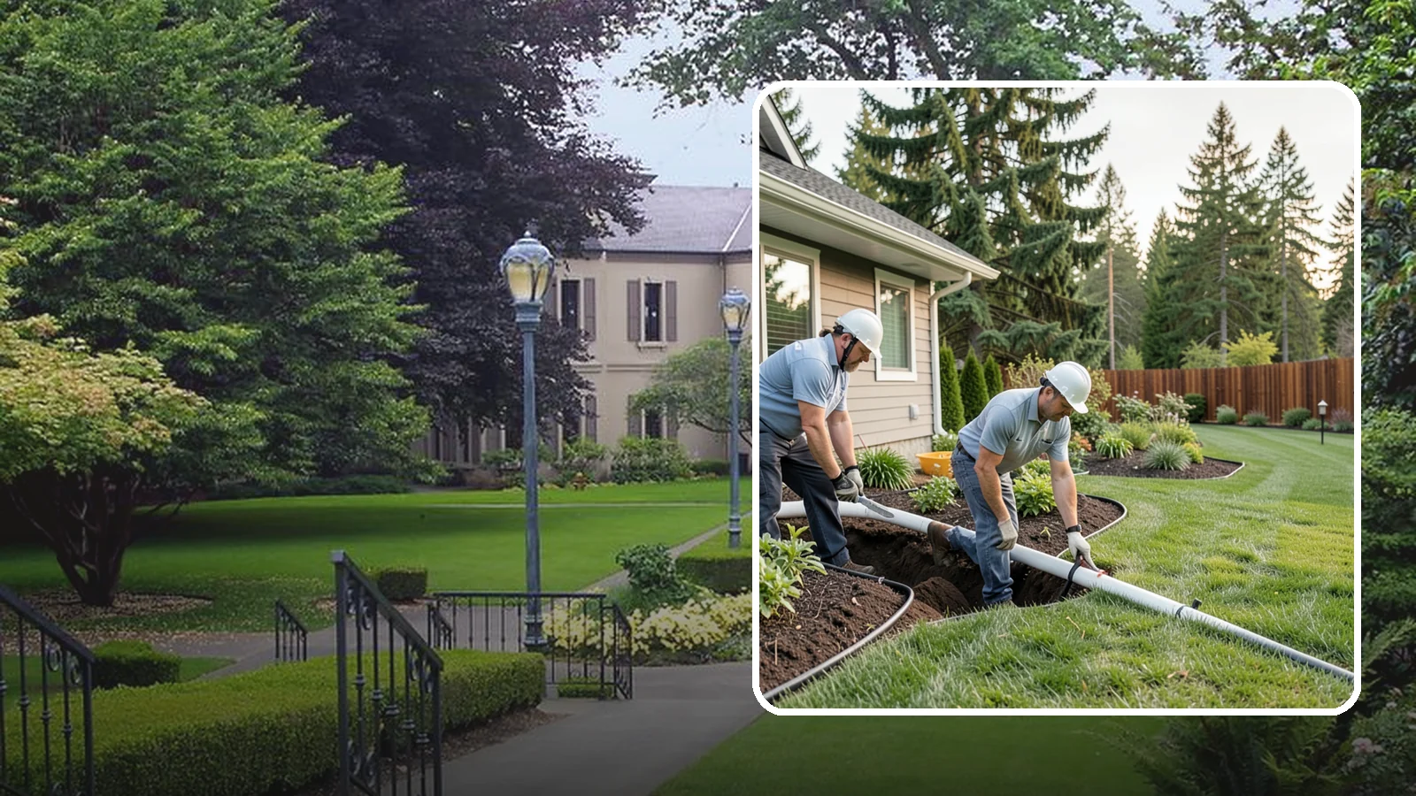 Downspout Drainage in Woodinville, King County, WA - Buried downspout lines that carry roof runoff safely away from your foundation and landscape.
