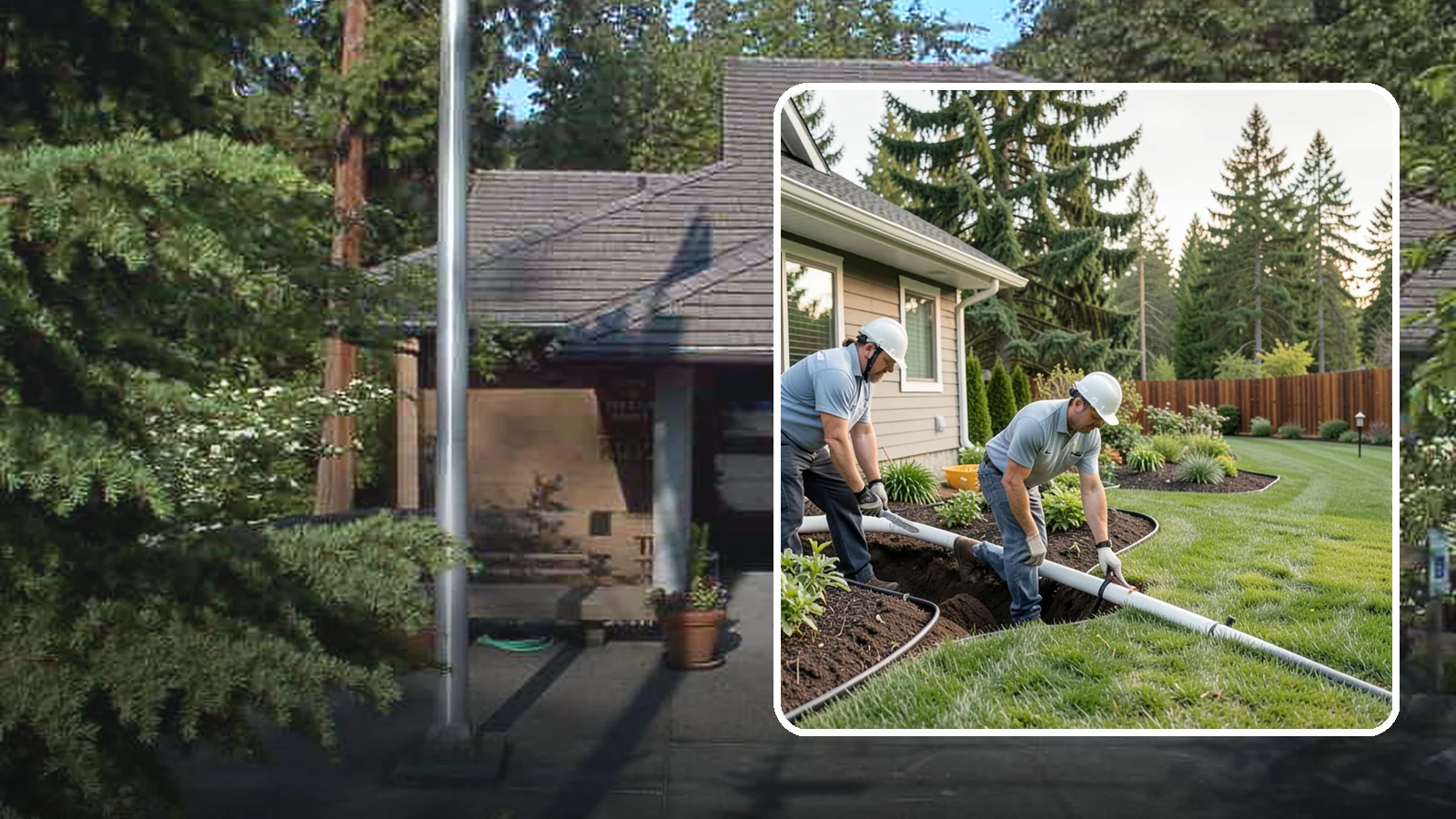 Downspout Drainage in Yarrow Point, King County, WA - Buried downspout lines that carry roof runoff safely away from your foundation and landscape.