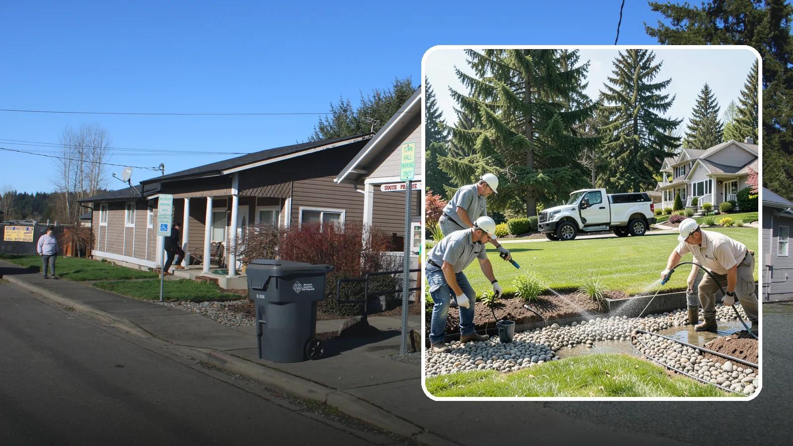 Drain Rock Installation in South Prairie, Pierce County, WA - Clean, washed 3/4-inch rock engineered to move water fast through French drains, footings, and wet-yard fixes.