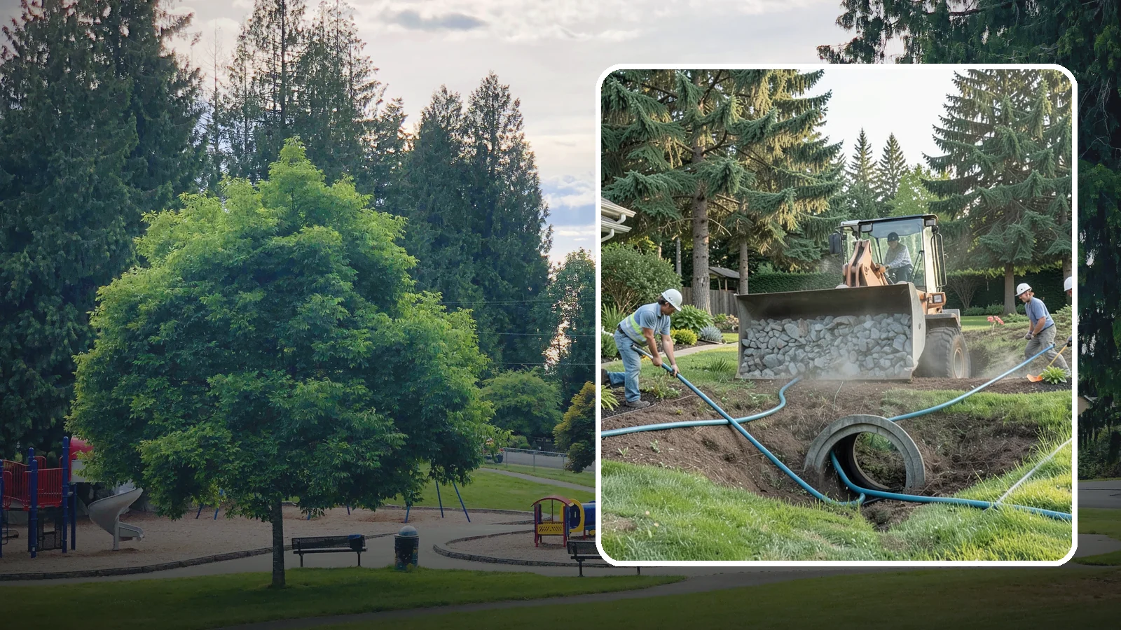 Drainage Solutions in Bonney Lake, Pierce County, WA - Custom drainage systems that eliminate standing water, soggy lawns, and water pooling around your home.