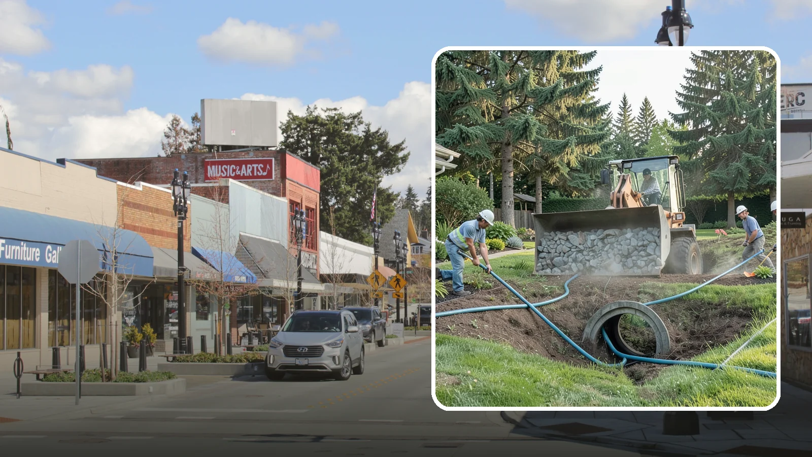 Drainage Solutions in Bothell, King County, WA - Custom drainage systems that eliminate standing water, soggy lawns, and water pooling around your home.