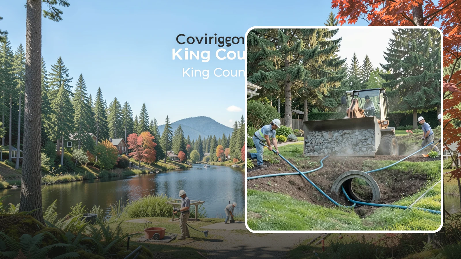 Drainage Solutions in Covington, King County, WA - Custom drainage systems that eliminate standing water, soggy lawns, and water pooling around your home.