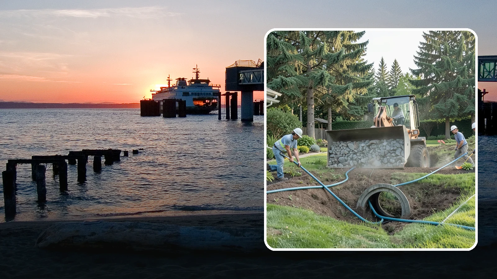 Drainage Solutions in Edmonds, Snohomish County, WA - Custom drainage systems that eliminate standing water, soggy lawns, and water pooling around your home.