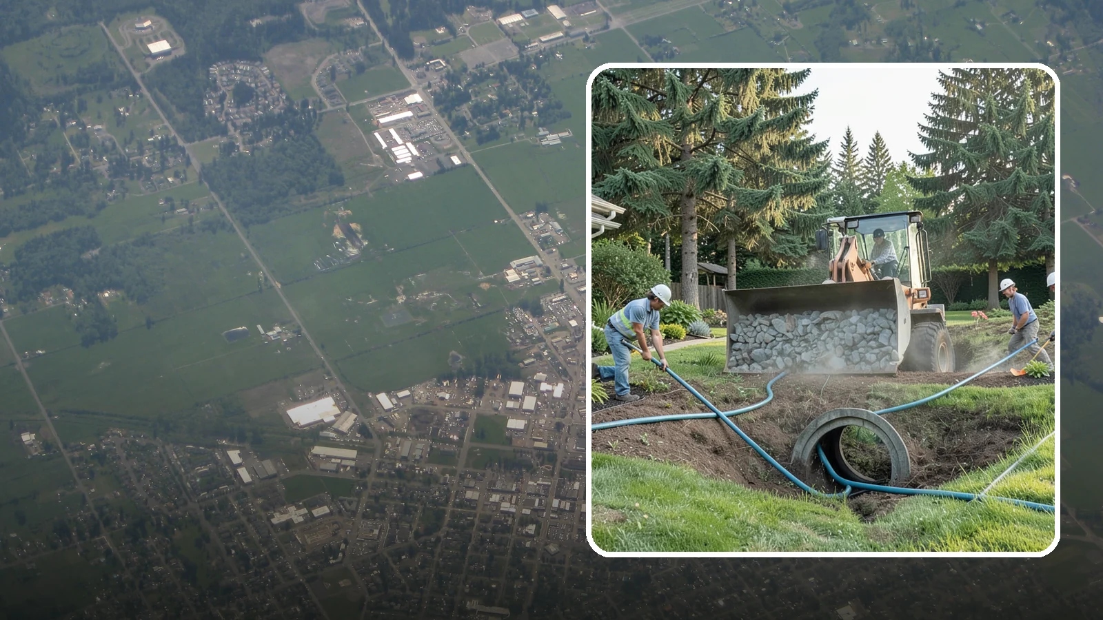 Drainage Solutions in Enumclaw, King County, WA - Custom drainage systems that eliminate standing water, soggy lawns, and water pooling around your home.