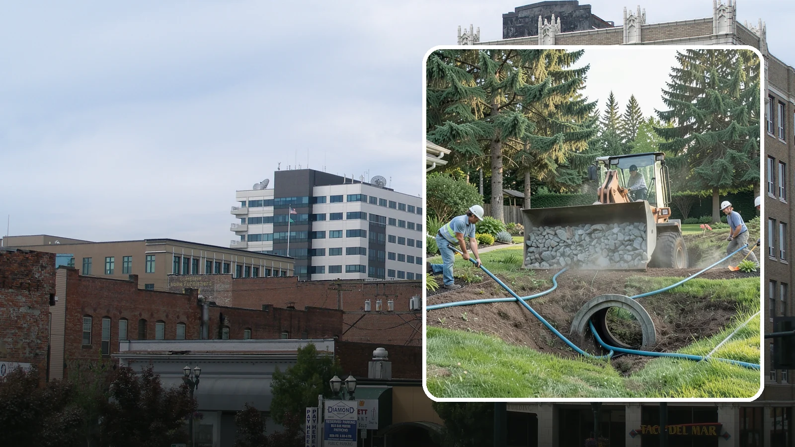 Drainage Solutions in Everett, Snohomish County, WA - Custom drainage systems that eliminate standing water, soggy lawns, and water pooling around your home.