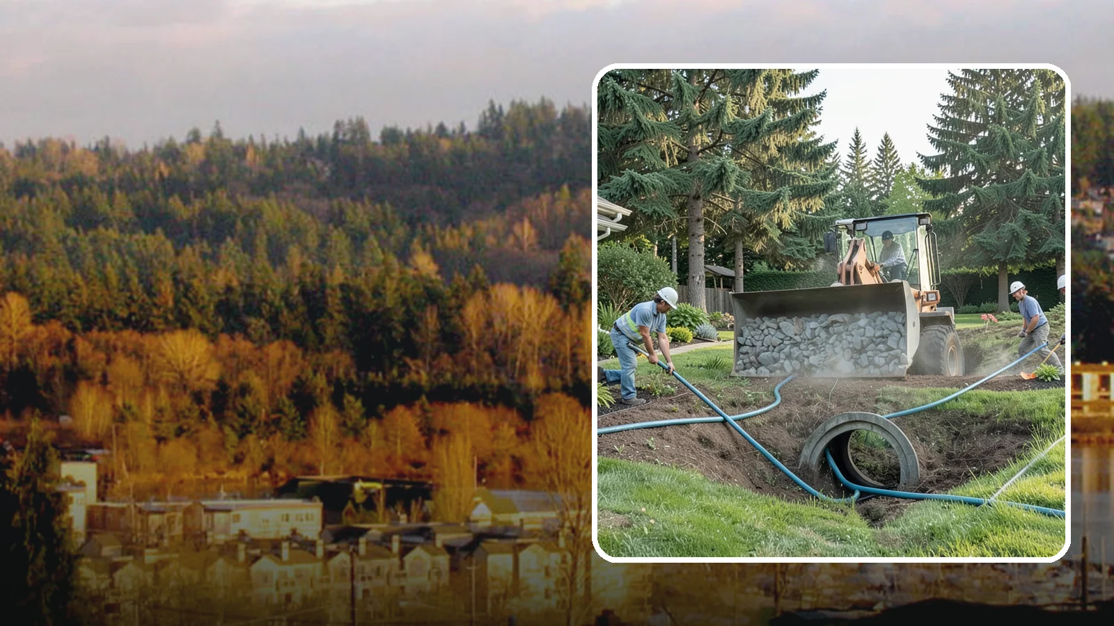 Drainage Solutions in Kenmore, King County, WA - Custom drainage systems that eliminate standing water, soggy lawns, and water pooling around your home.