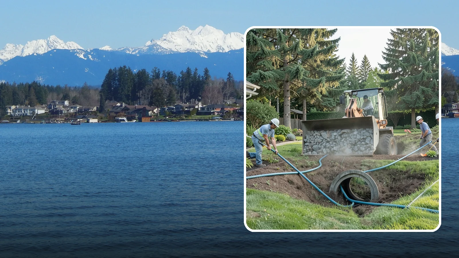 Drainage Solutions in Lake Stevens, Snohomish County, WA - Custom drainage systems that eliminate standing water, soggy lawns, and water pooling around your home.