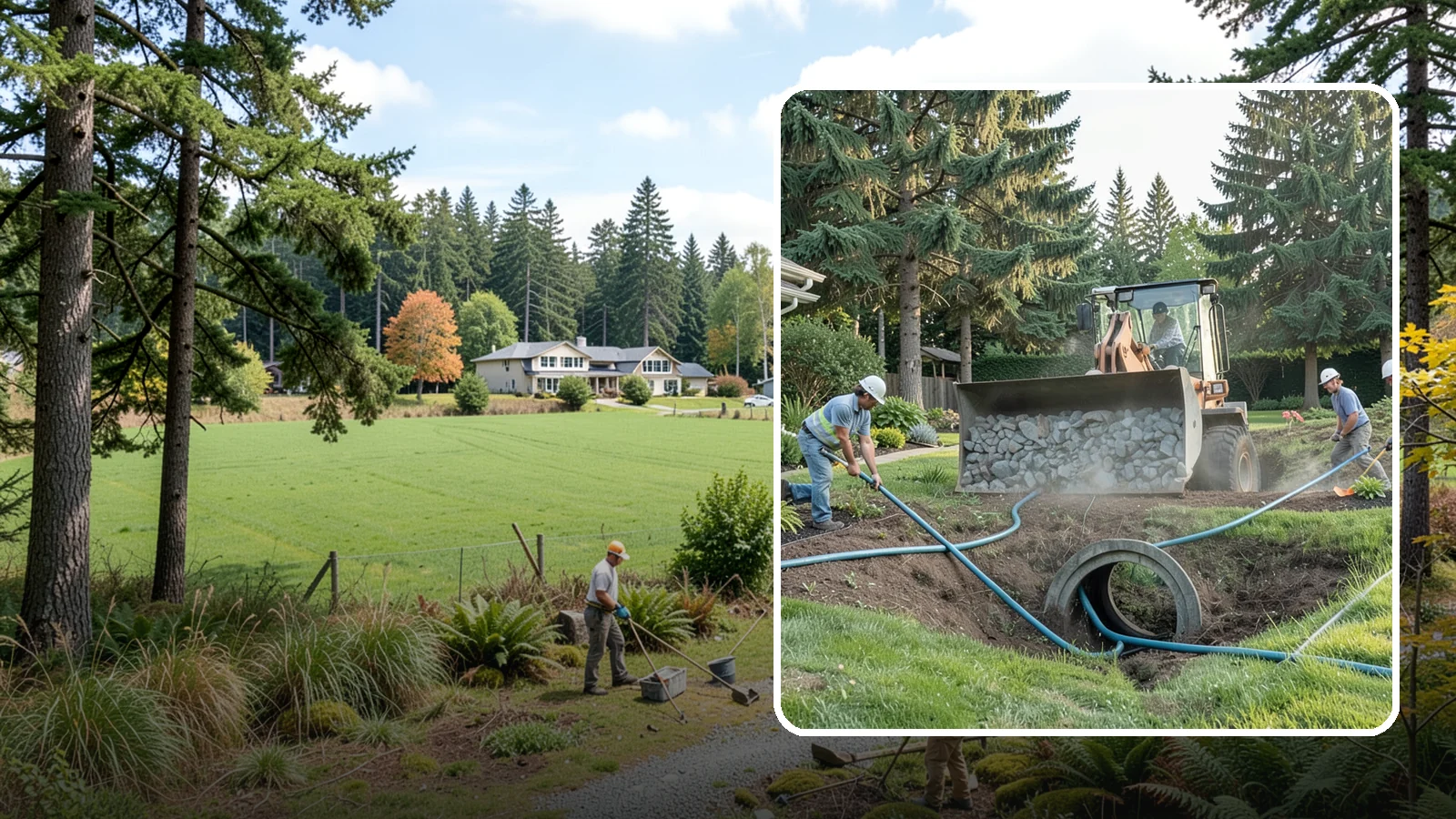 Drainage Solutions in Lyman, Skagit County, WA - Custom drainage systems that eliminate standing water, soggy lawns, and water pooling around your home.