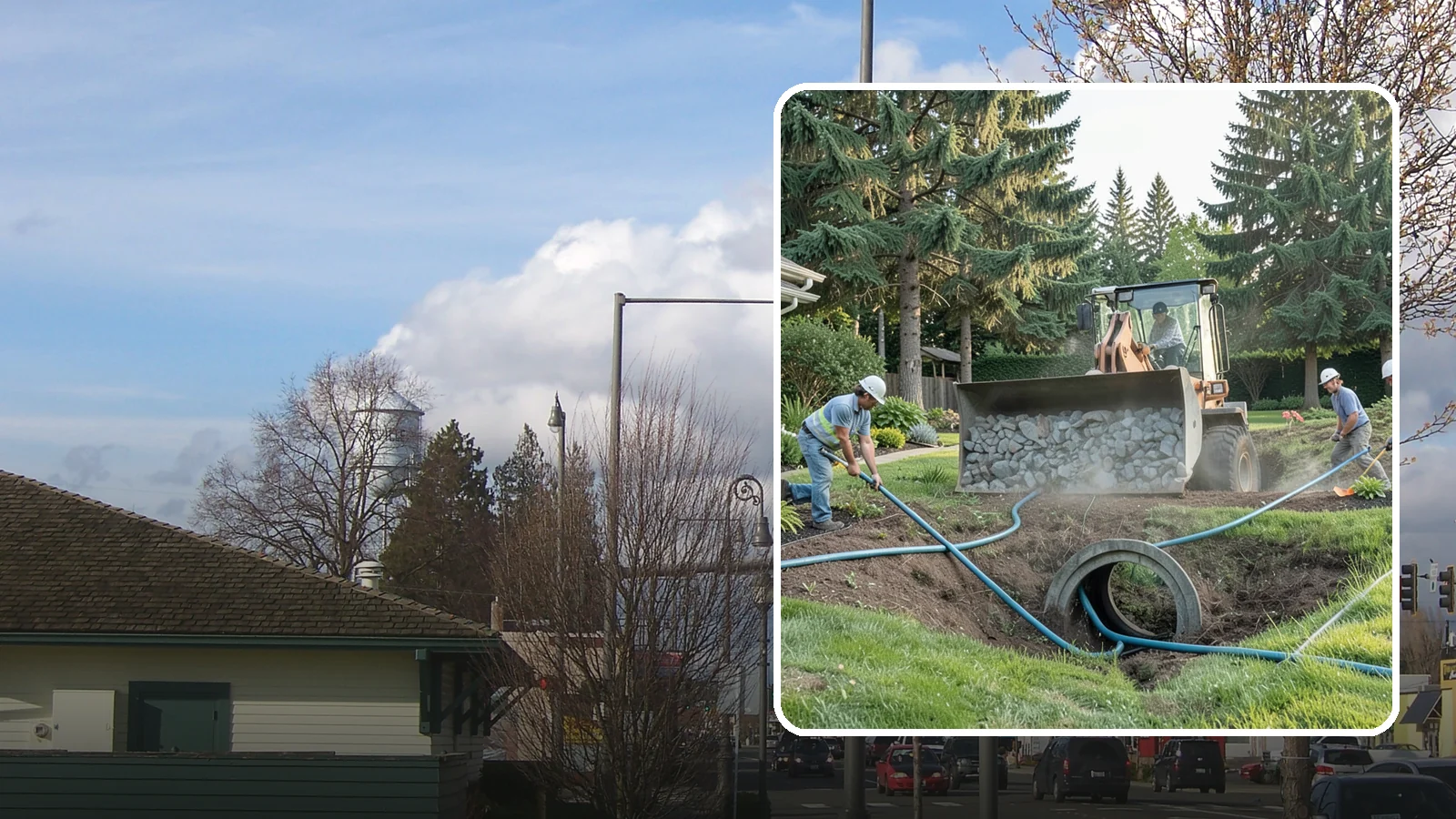 Drainage Solutions in Marysville, Snohomish County, WA - Custom drainage systems that eliminate standing water, soggy lawns, and water pooling around your home.