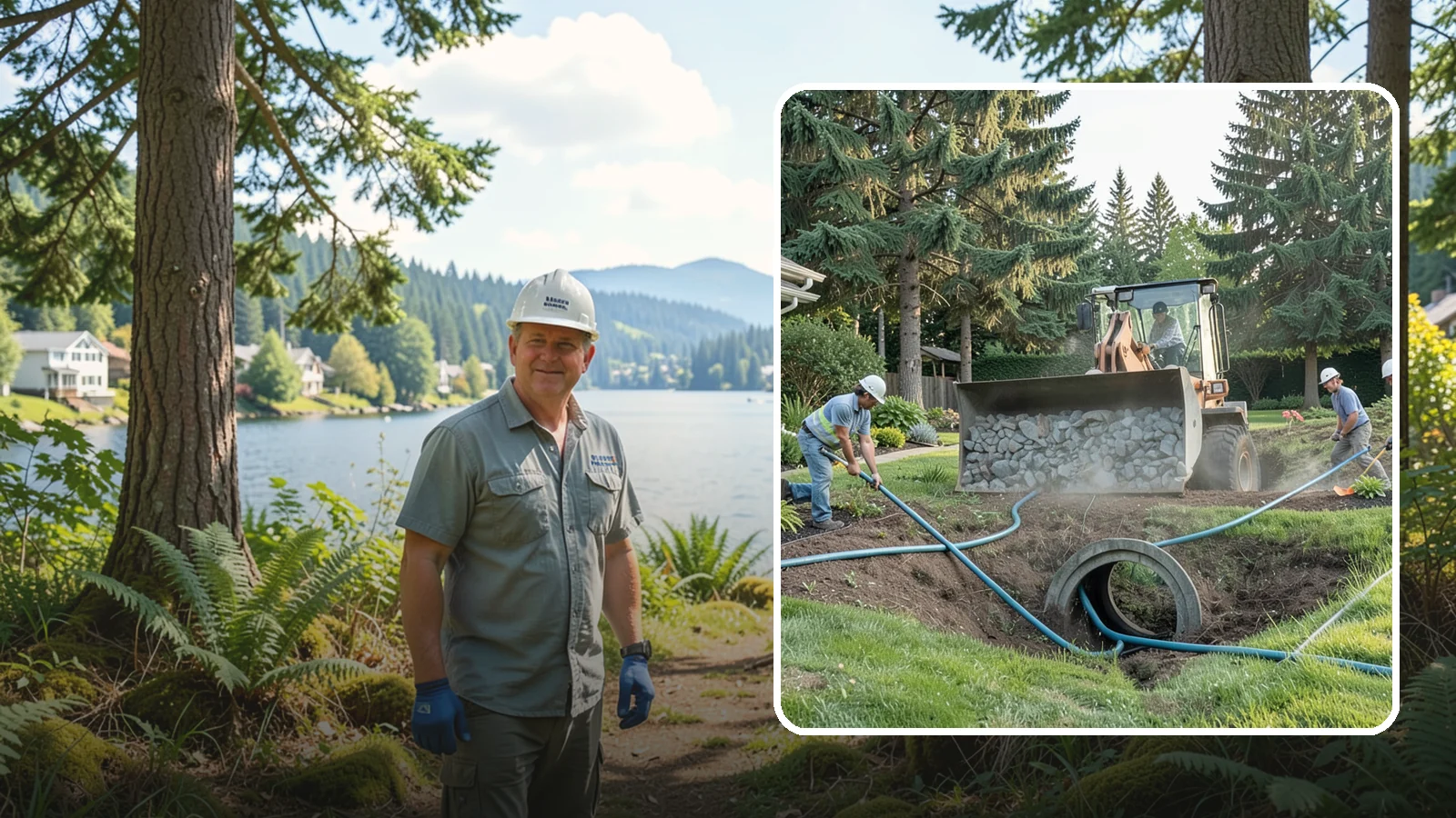 Drainage Solutions in Milton, King County, WA - Custom drainage systems that eliminate standing water, soggy lawns, and water pooling around your home.