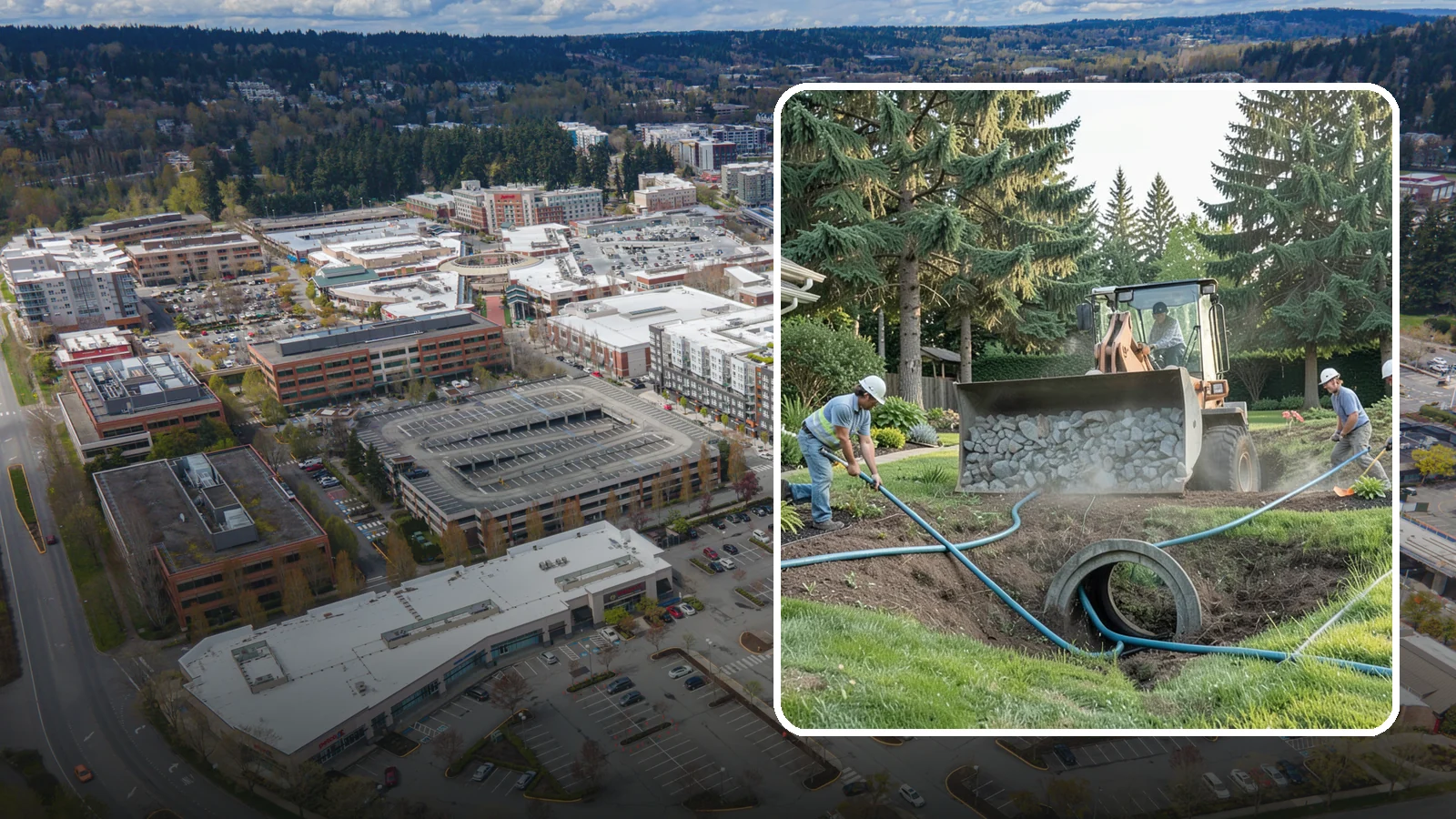 Drainage Solutions in Redmond, King County, WA - Custom drainage systems that eliminate standing water, soggy lawns, and water pooling around your home.