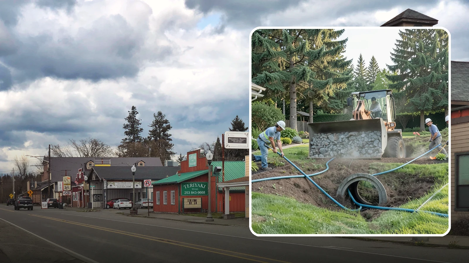 Drainage Solutions in Roy, Pierce County, WA - Custom drainage systems that eliminate standing water, soggy lawns, and water pooling around your home.