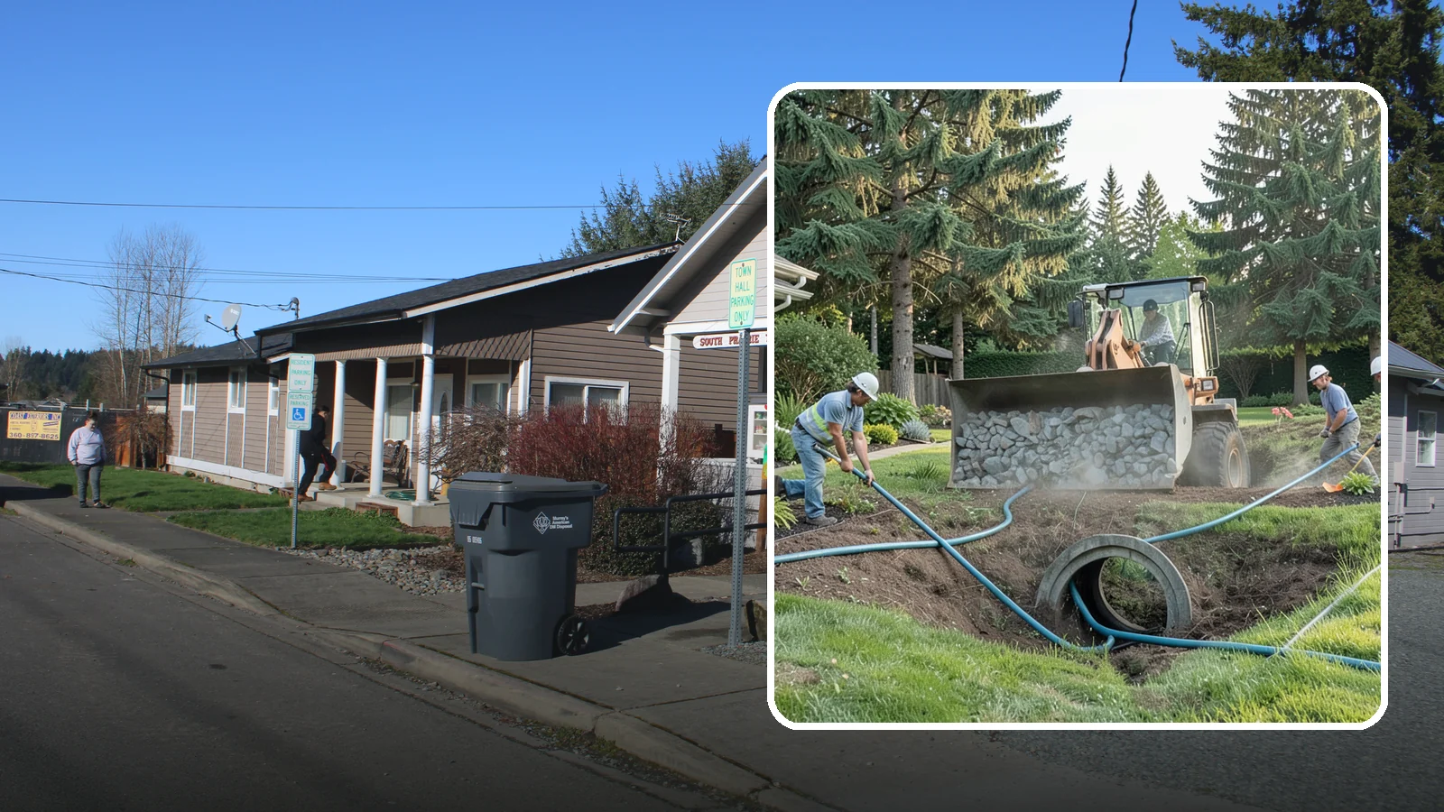 Drainage Solutions in South Prairie, Pierce County, WA - Custom drainage systems that eliminate standing water, soggy lawns, and water pooling around your home.
