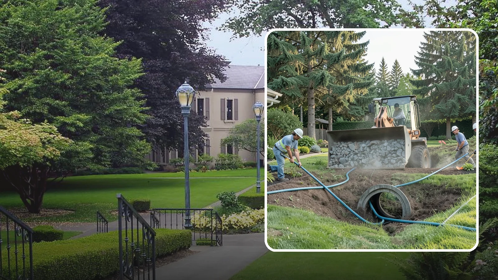 Drainage Solutions in Woodinville, King County, WA - Custom drainage systems that eliminate standing water, soggy lawns, and water pooling around your home.